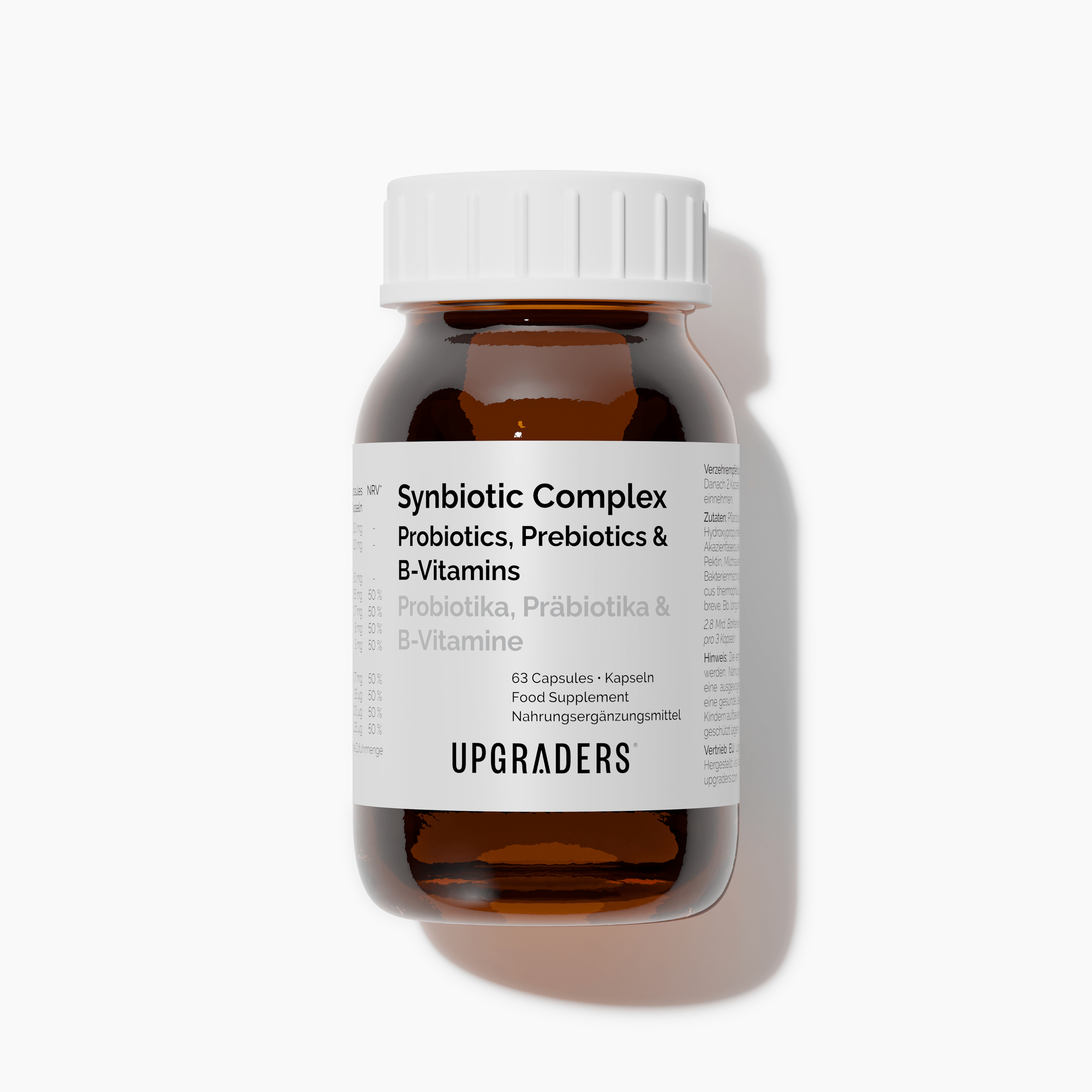 Bottle of magnesium complex supplement with label on a white background