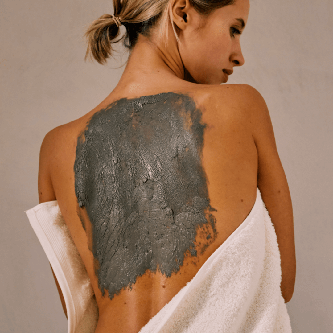 clay mask on the back