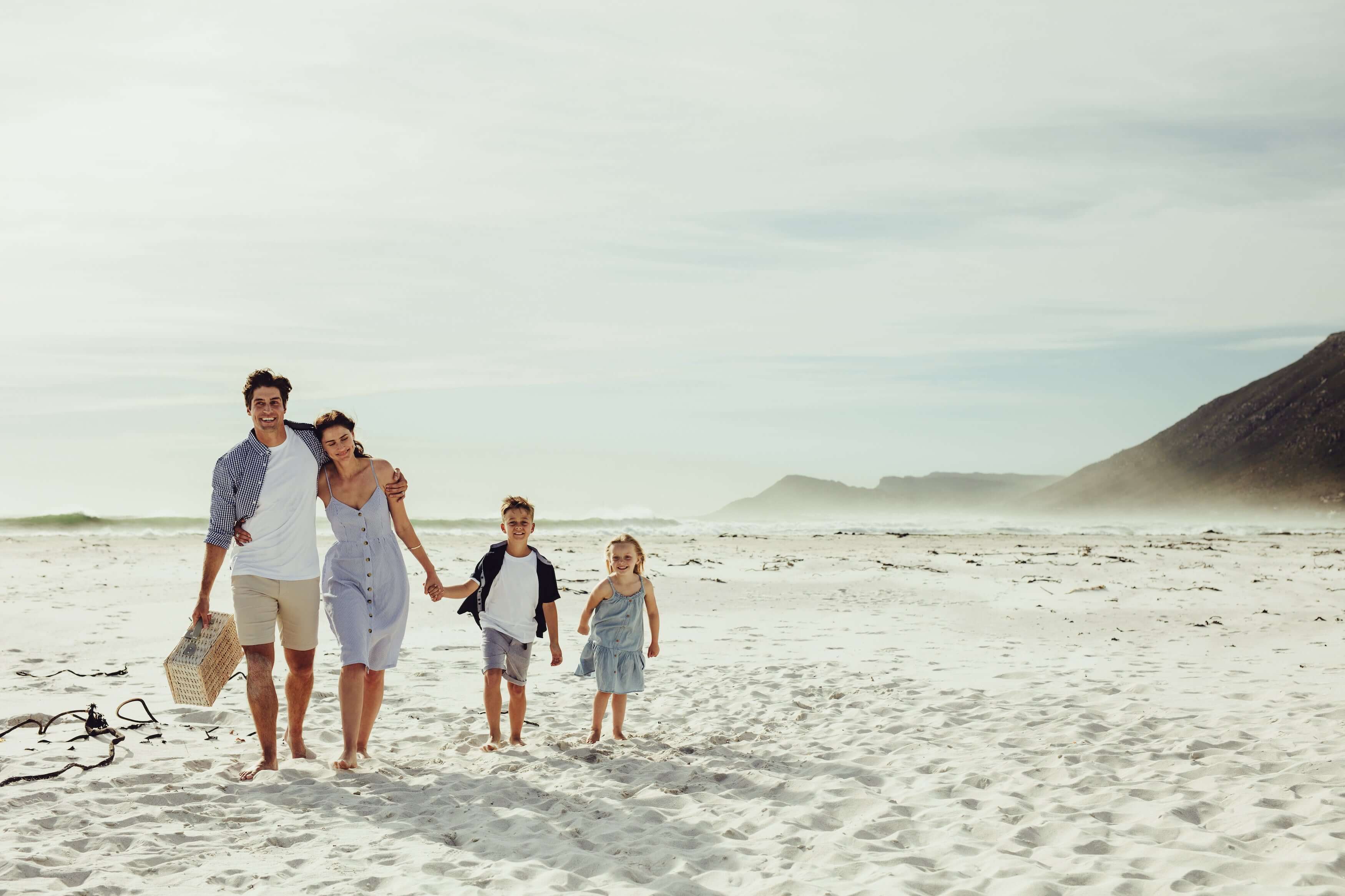 a family on the beach